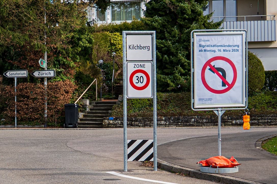 Linksabbiegen ist bei der Ortseinfahrt Kilchberg (aus Richtung Autobahn) ab Freitag wieder erlaubt.