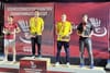 Podest der Herren Einzelwettkämpfe (von links): Maxime Pierrhumbert (Lausanne, 2.) , Nicolas A. Müller (Zürich, Meister)…