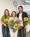 Das neue Co-Präsidium (Elena Michel, links und Silvano Lieger) umrahmt die scheidende Präsidentin Edith Häusler.
