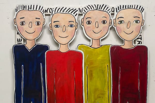 Die Porträts der vier Jungs sind von der unbeschwerten Kindheit des Sohnes der Künstlerin inspiriert.